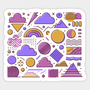 Orange Purple 80s Retro Geometric Pattern Sticker